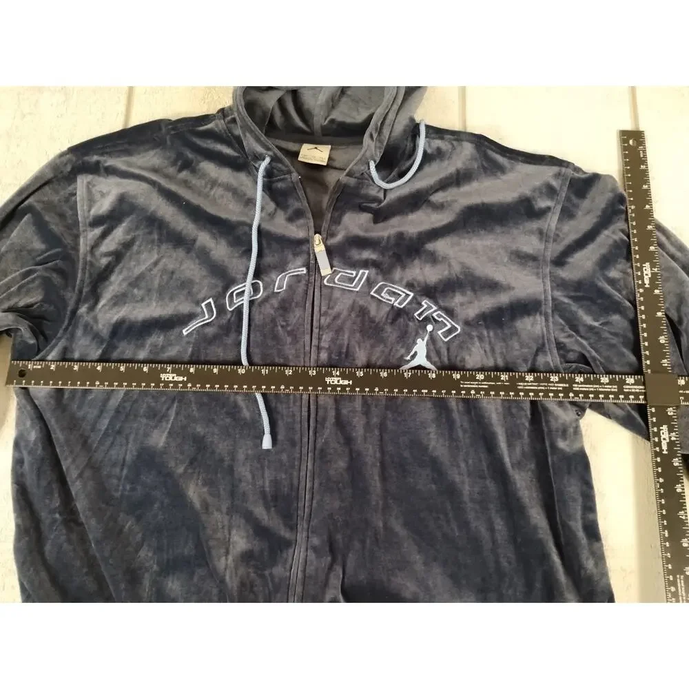 Nike Air Jordan VTG XXL Full Zipper Hoodie Blue Soft w/Front Pockets